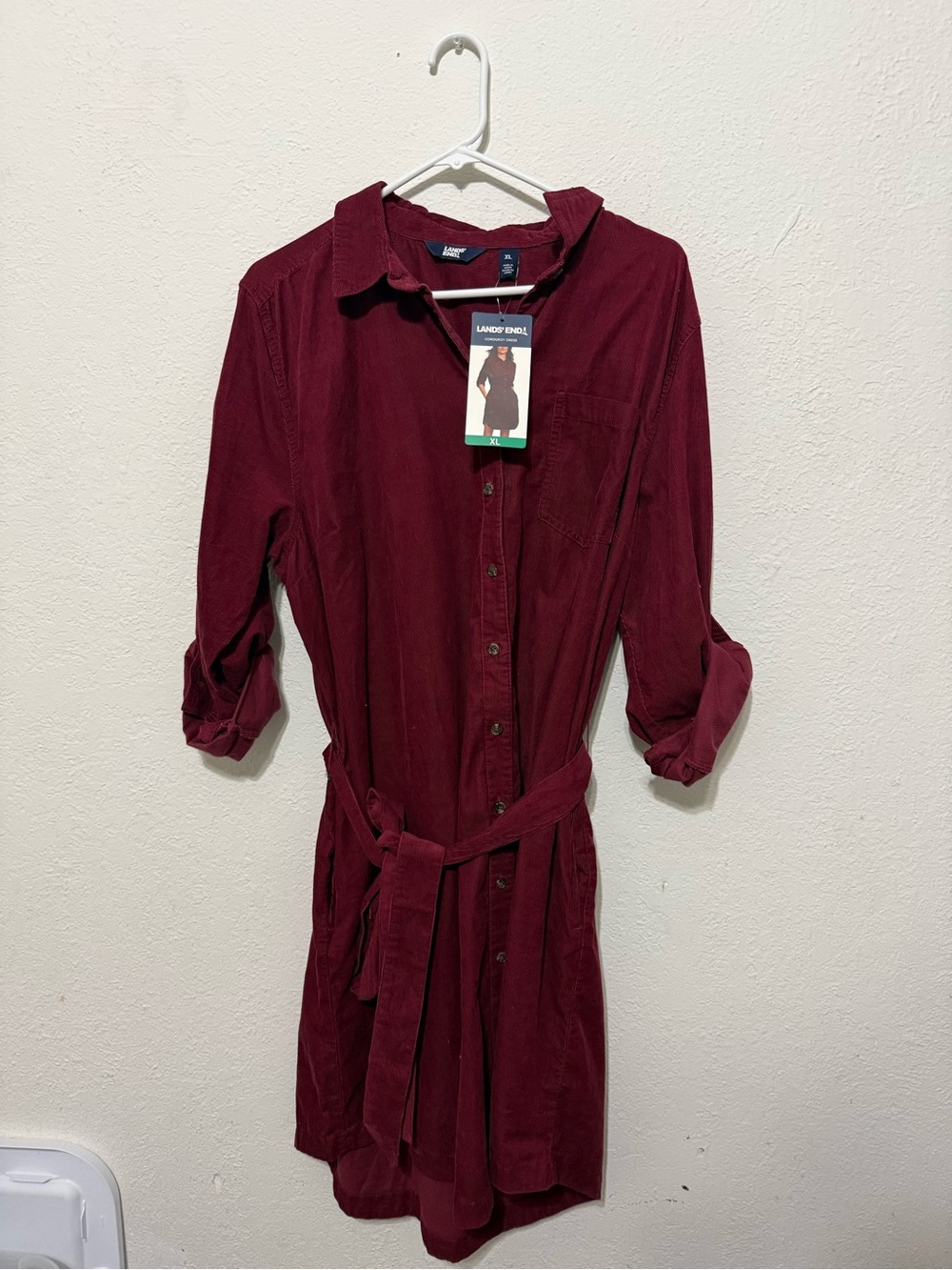Lands End Corduroy Burgundry Dress
